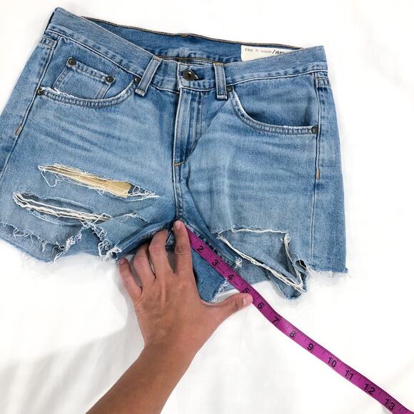 Rag & Bone Boyfriend Rye Denim Destroyed Shorts - Picture 8 of 9